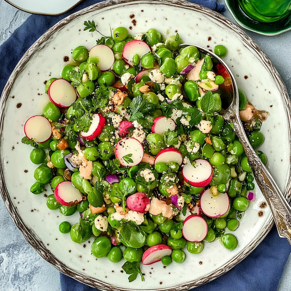 Recipe preparation for Spring Pea Salad with Mint