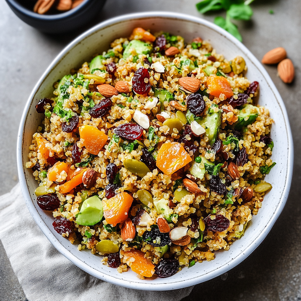Recipe preparation for Quinoa Pilaf with Dried Fruit and Nuts