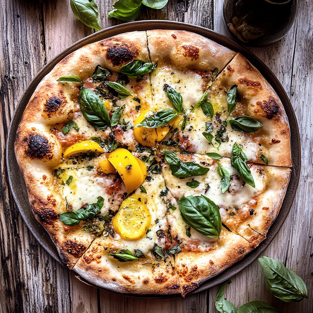 Recipe preparation for 3 Cheese Lemon Basil Pizza