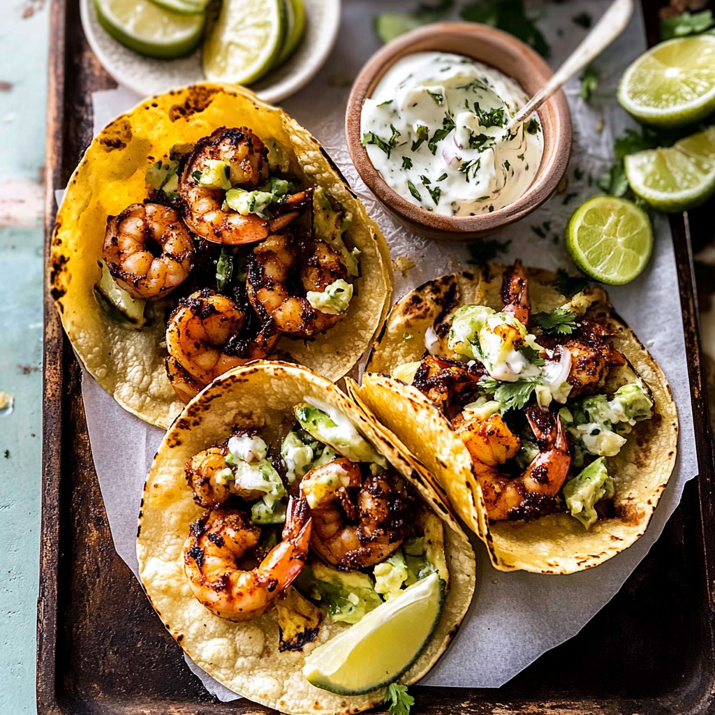 Recipe preparation for Sheet Pan Jalapeño Pineapple Shrimp Tacos
