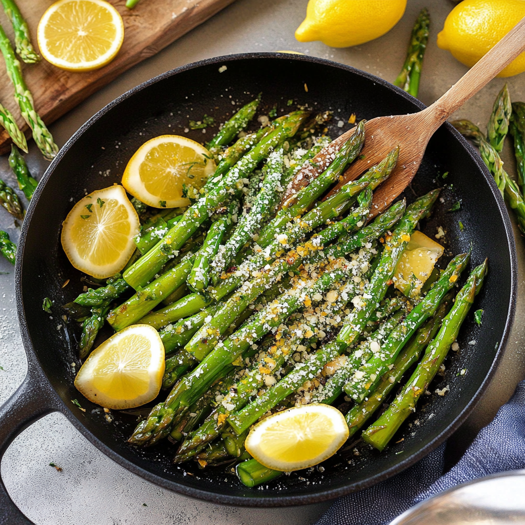Recipe preparation for Lemon-Garlic Sautéed Asparagus
