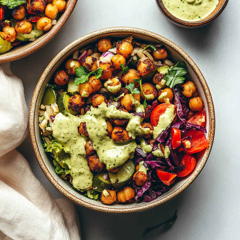 Recipe preparation for Vegan Comfort Bowl with Smoky Chickpeas & Roasted Veg