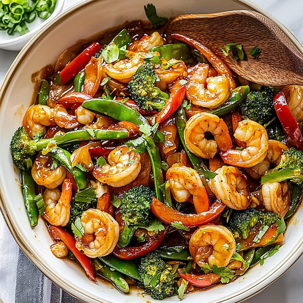 Recipe preparation for 30-Minute Spicy Guava-Glazed Shrimp Stir Fry