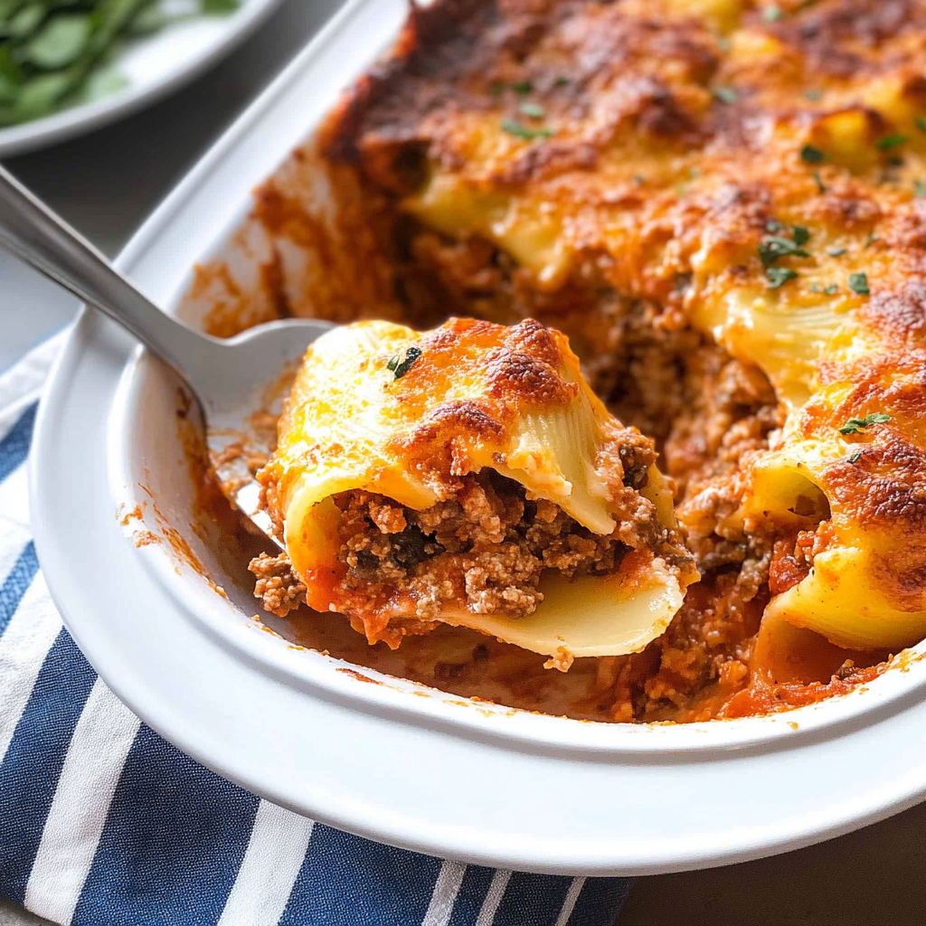 Recipe preparation for Oven-Baked Beef and Cheese Stuffed Shells