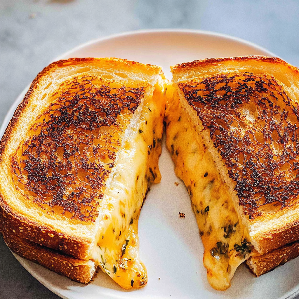 Recipe preparation for Garlic Bread Grilled Cheese