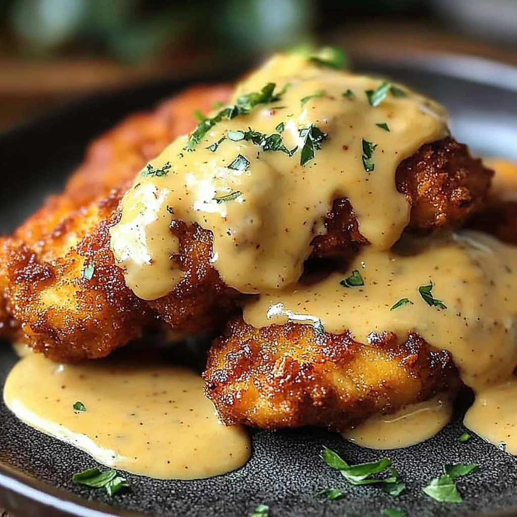 Recipe preparation for Pretzel Chicken with Mustard-Cheddar Sauce