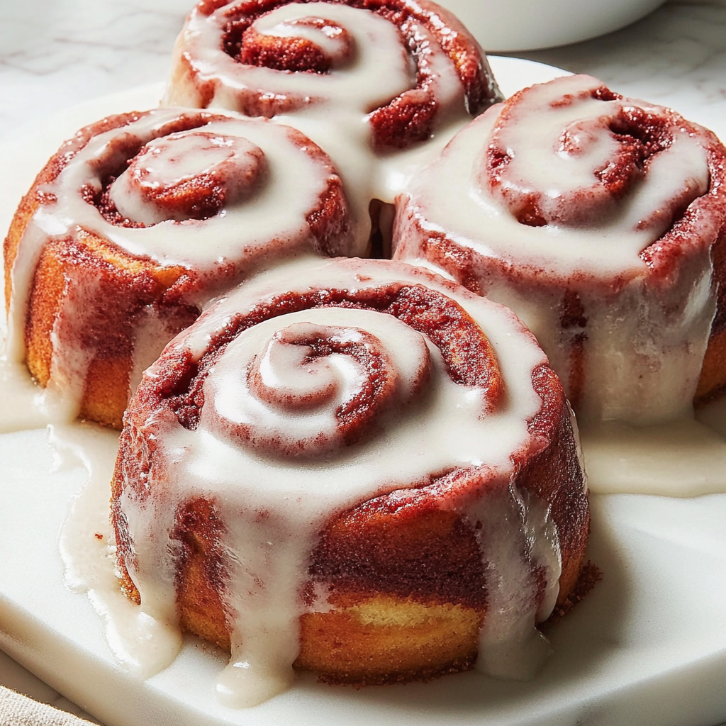 Recipe preparation for Red Velvet Cinnamon Rolls