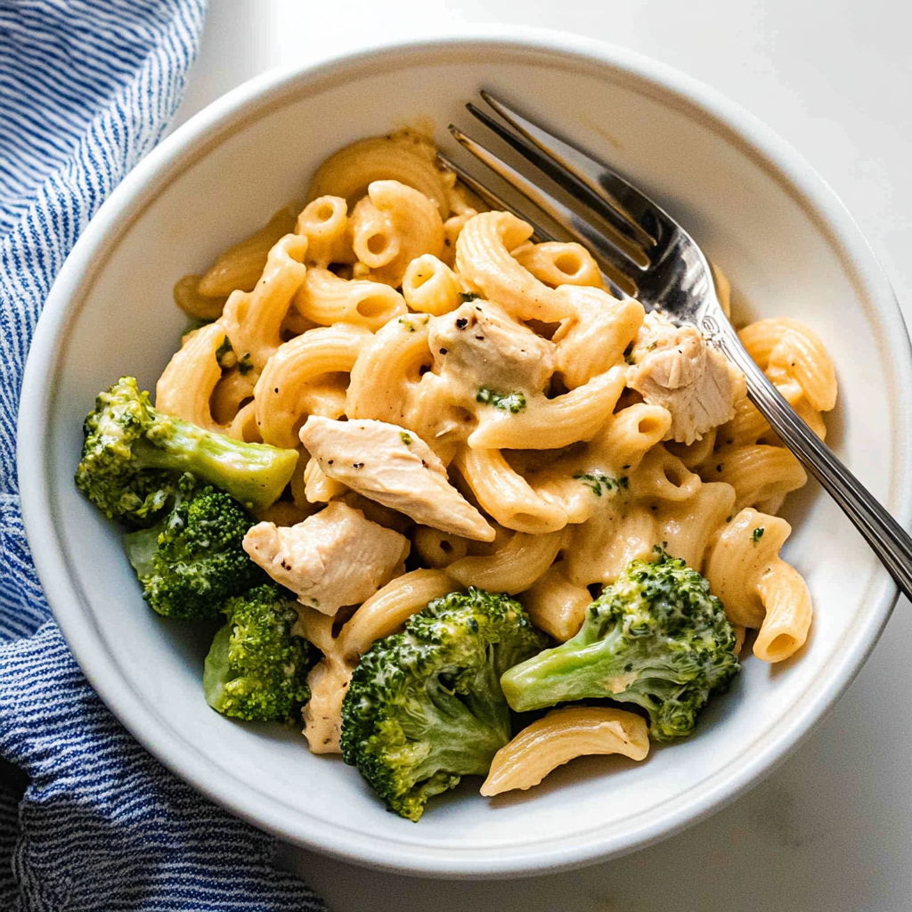 Recipe preparation for Rotisserie Chicken Broccoli Pasta