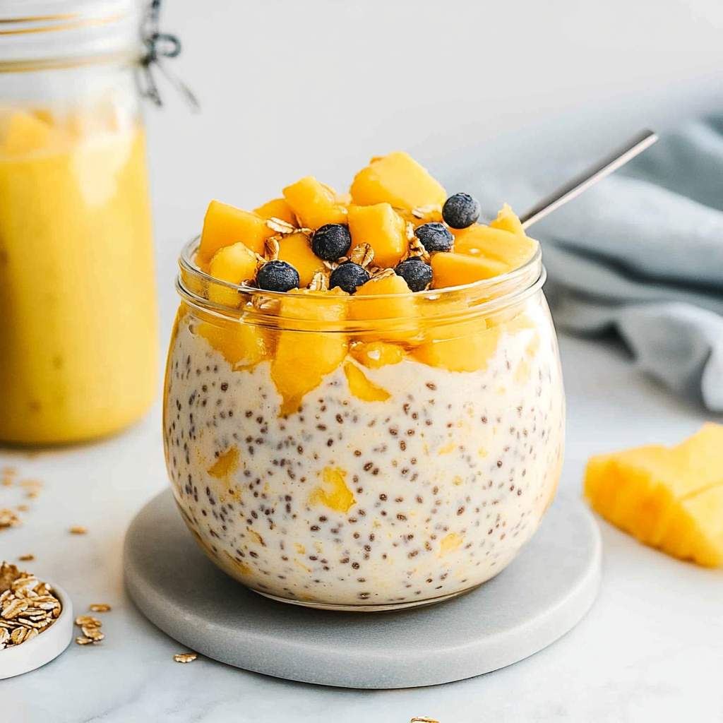 Recipe preparation for Mango Overnight Oats