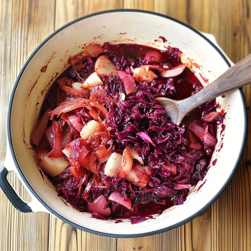 Recipe preparation for Braised Red Cabbage and Beetroot