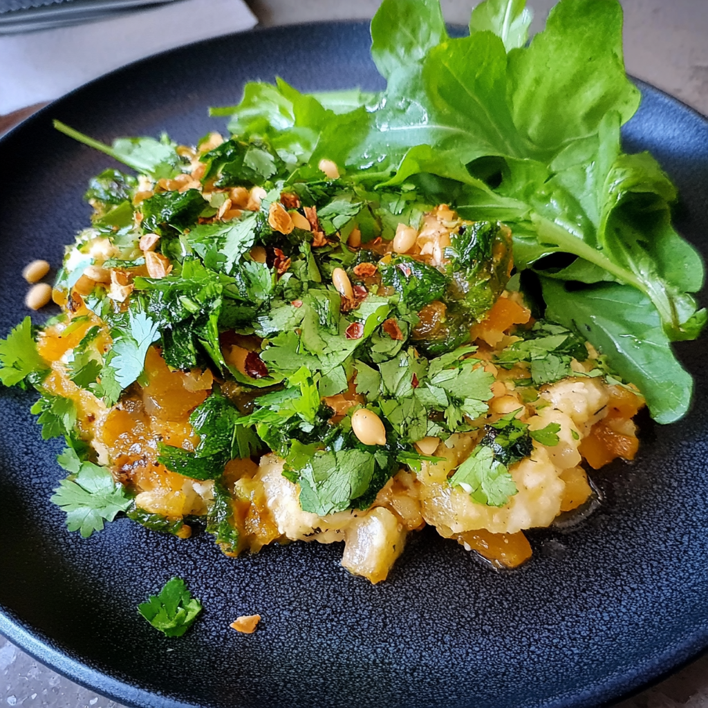 Recipe preparation for Herby Garlich Squash and White Bean Smash