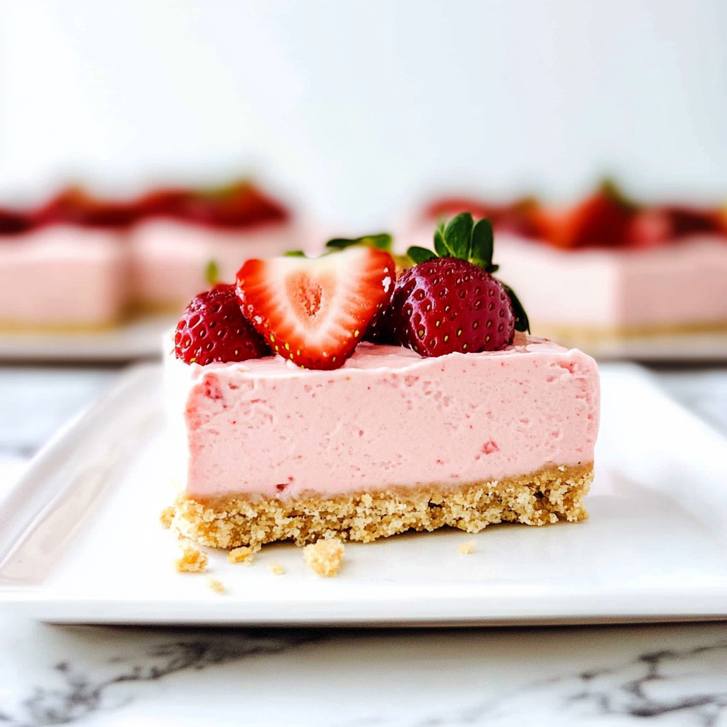 Recipe preparation for No-Bake Strawberry Cheesecake Bars