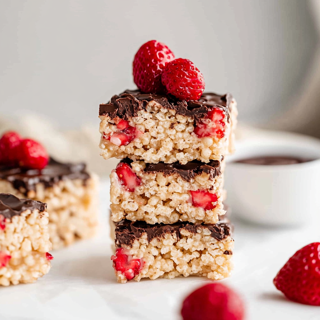 Recipe preparation for Chocolate Strawberry Rice Krispie Treats