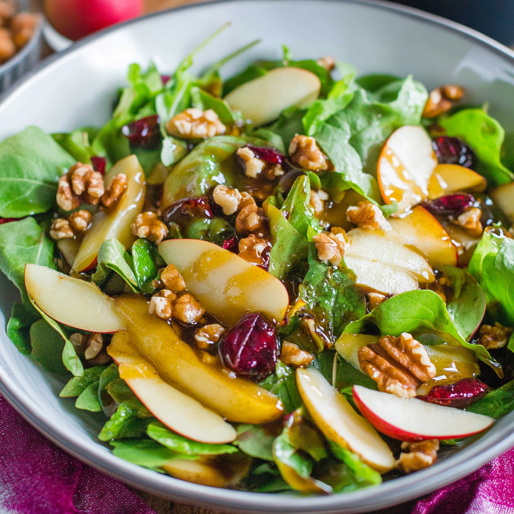 Recipe preparation for Pear Salad with Candied Walnuts and Balsamic Vinaigrette