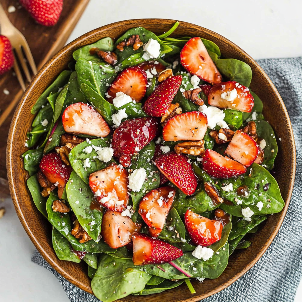 Recipe preparation for Strawberry Spinach Salad