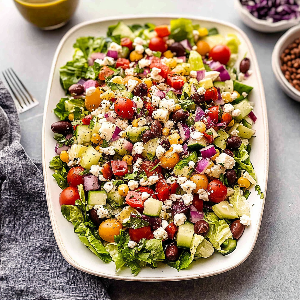 Recipe preparation for Composed Mediterranean Salad