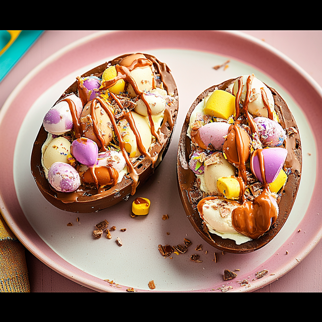 Recipe preparation for Cheesecake-filled Easter Eggs