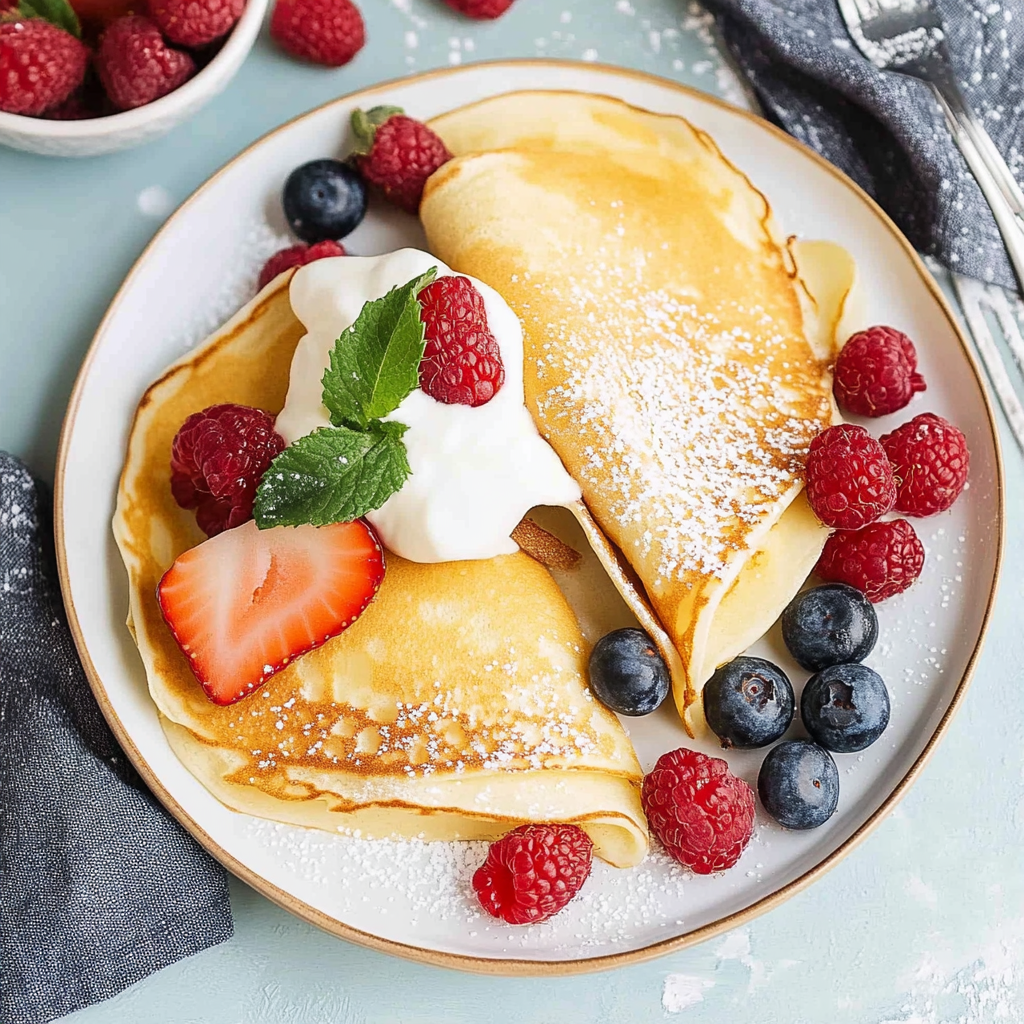 Recipe preparation for French Crepes With Berries