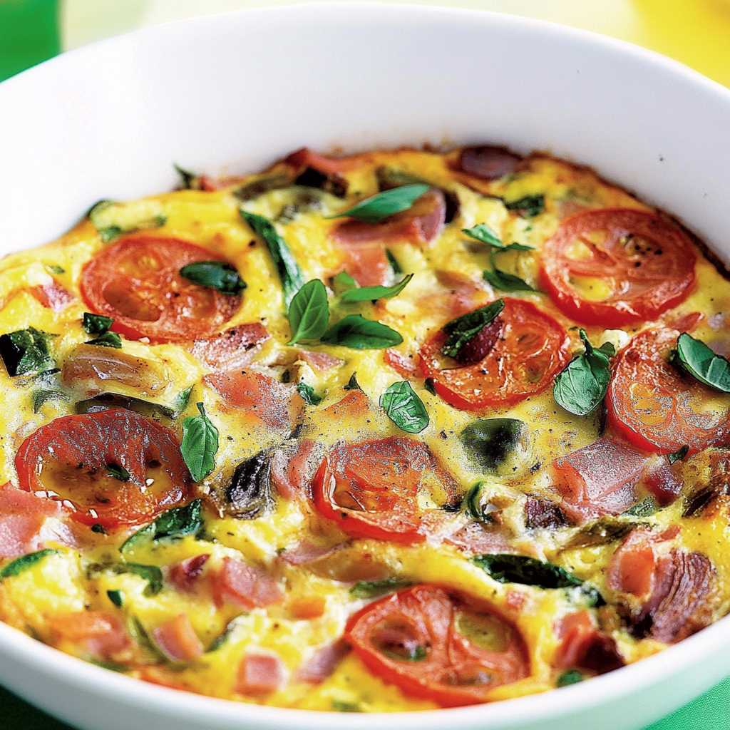 Recipe preparation for Tomato Basil Frittata