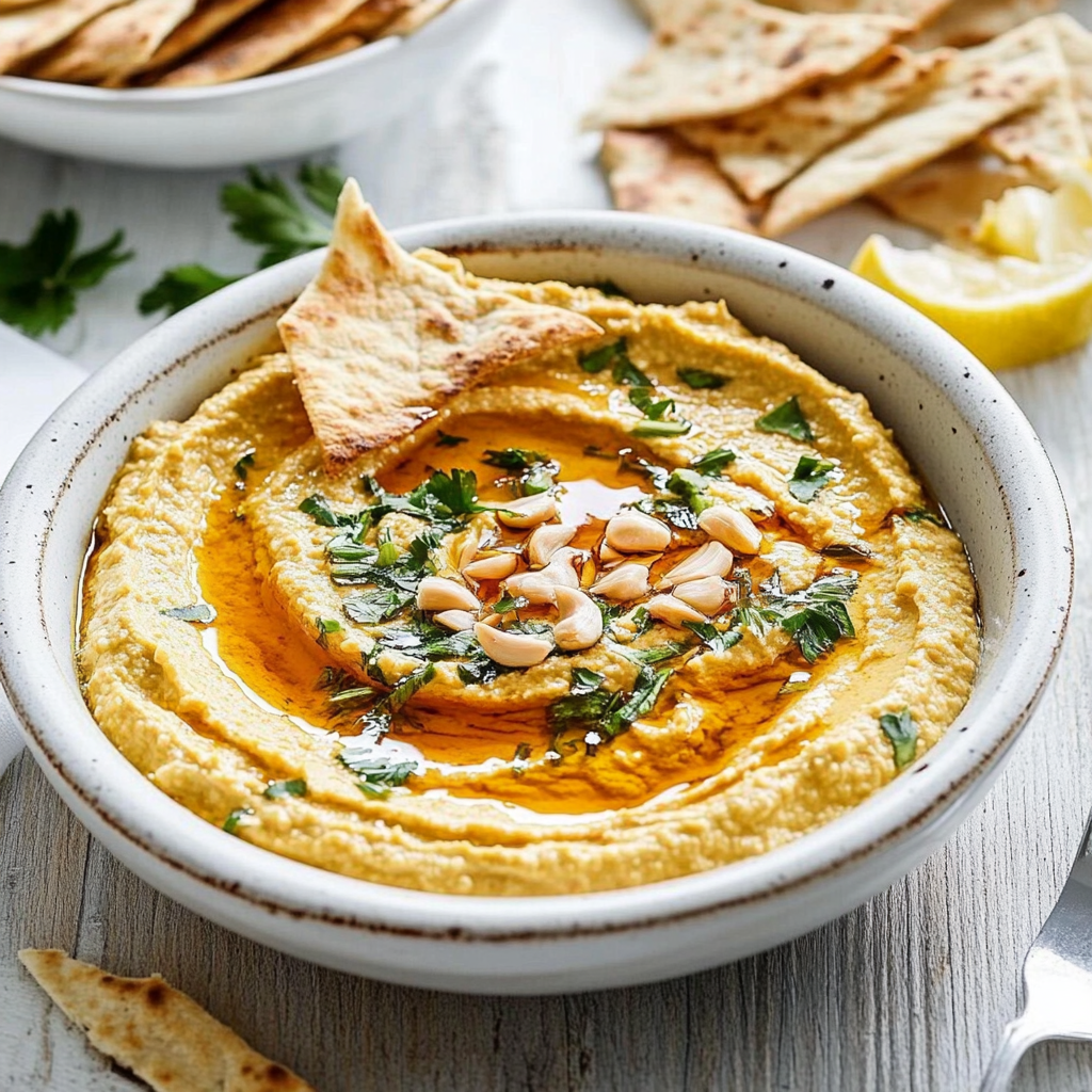 Recipe preparation for Asparagus Hummus With Pita Chips