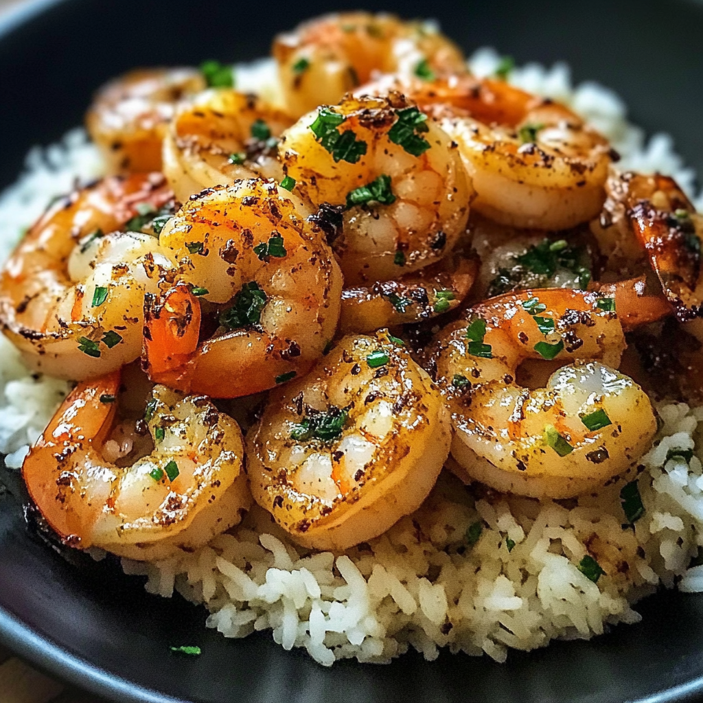 Recipe preparation for 30-Minute Skillet Garlic Butter Shrimp & Rice