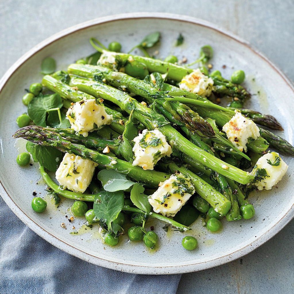 Recipe preparation for Lemony Asparagus and Pea Salad with Fresh Dill