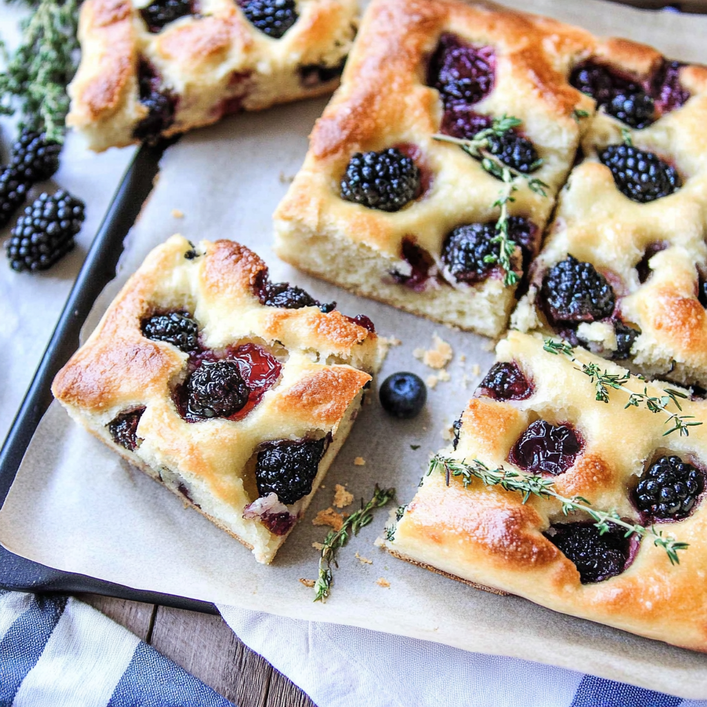 Recipe preparation for Blackberry and Herb Focaccia