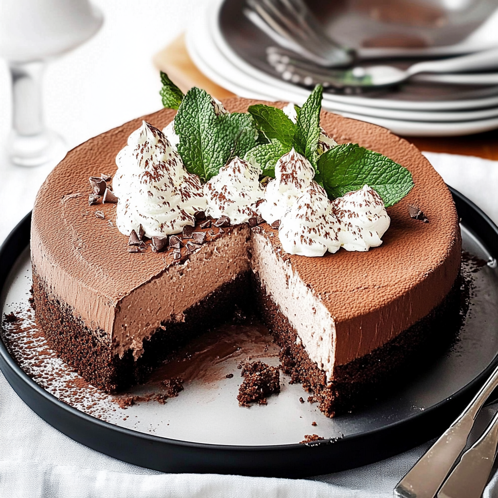 Recipe preparation for Mint Chocolate Mousse Cake