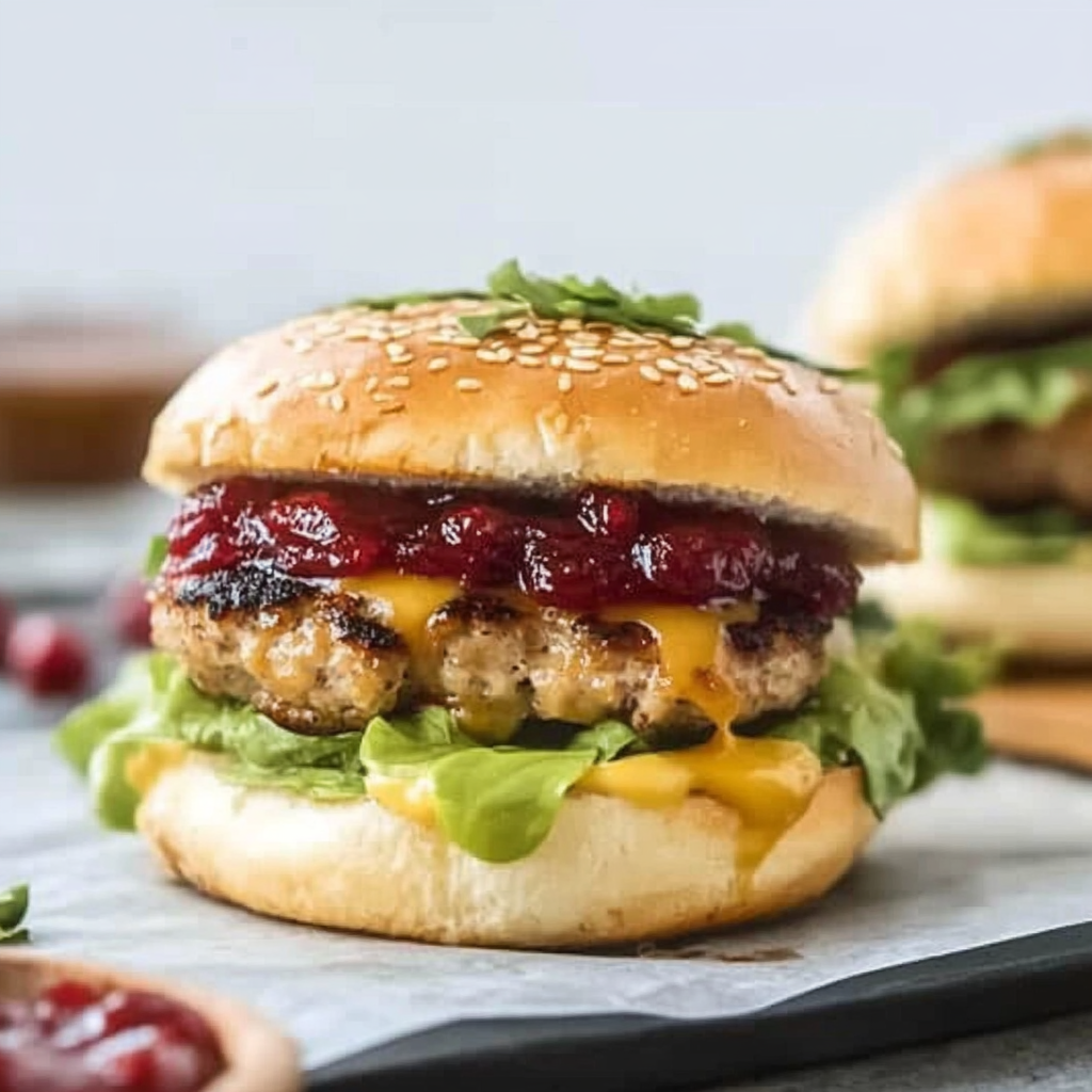 Recipe preparation for Avocado Turkey Burger with Cranberry Chutney