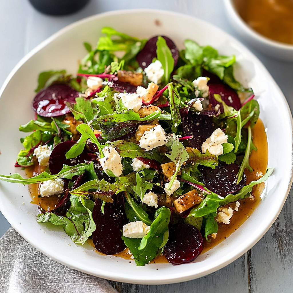 Recipe preparation for Grilled Beetroot & Goat Cheese Salad